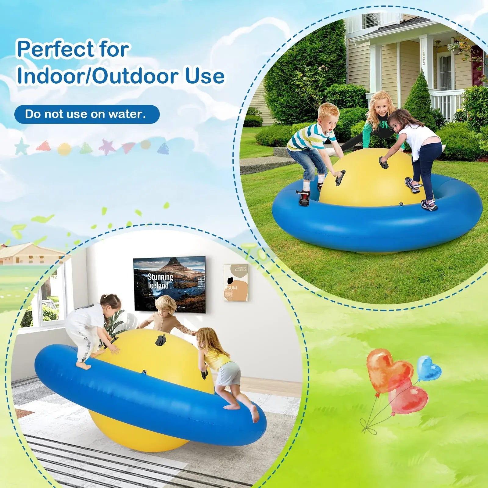 Costzon Giant Inflatable Dome Rocker Bouncer, 🔴Blow Up Rocking Ball Playground
