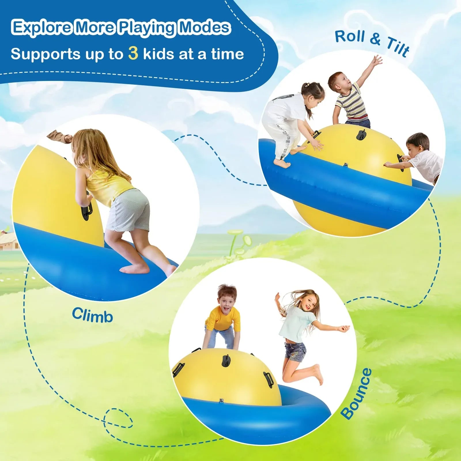 Costzon Giant Inflatable Dome Rocker Bouncer, 🔴Blow Up Rocking Ball Playground