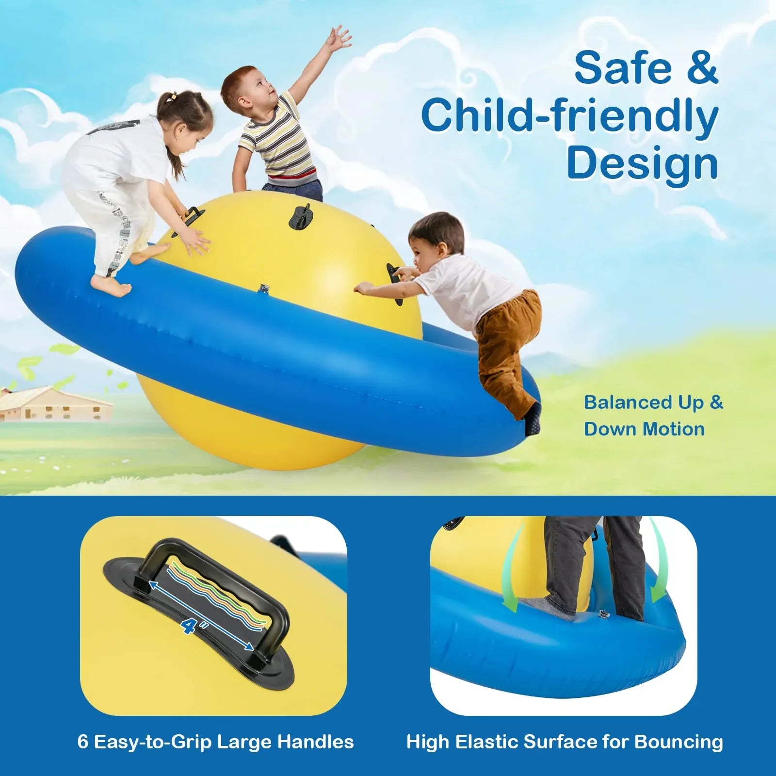 Costzon Giant Inflatable Dome Rocker Bouncer, 🔴Blow Up Rocking Ball Playground